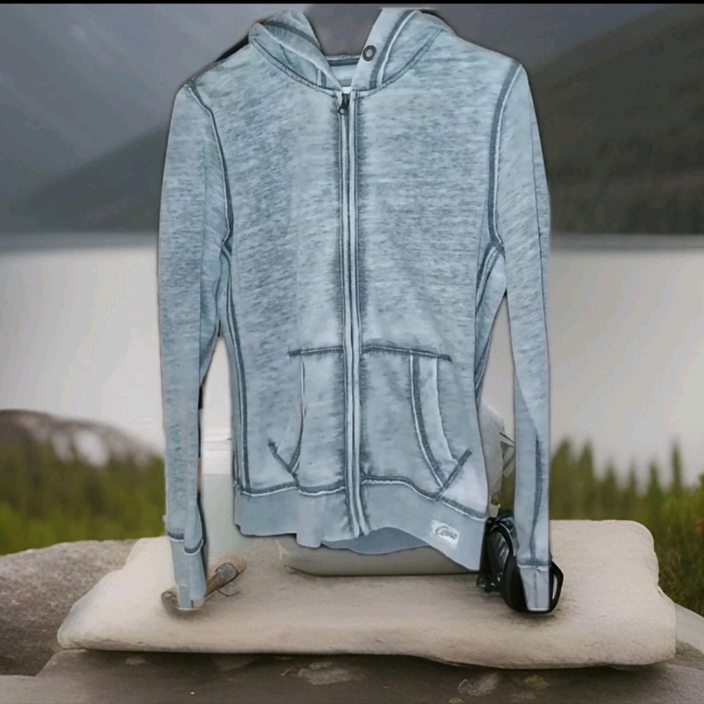 Aeropostle Blue Gray Zip-Up Hoodie Long Waist, Lk New LG - Picture 2 of 2